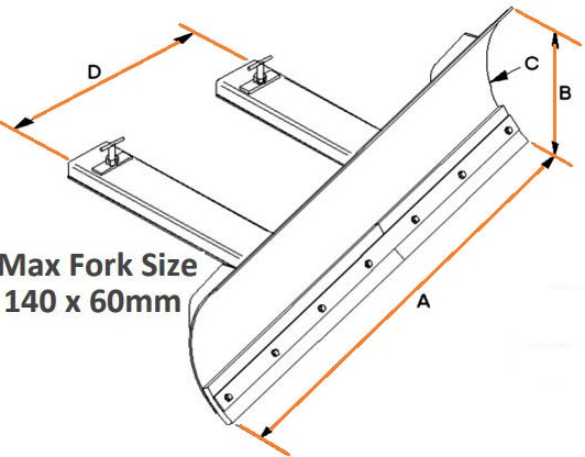 forklift fixed snow plough dimensions